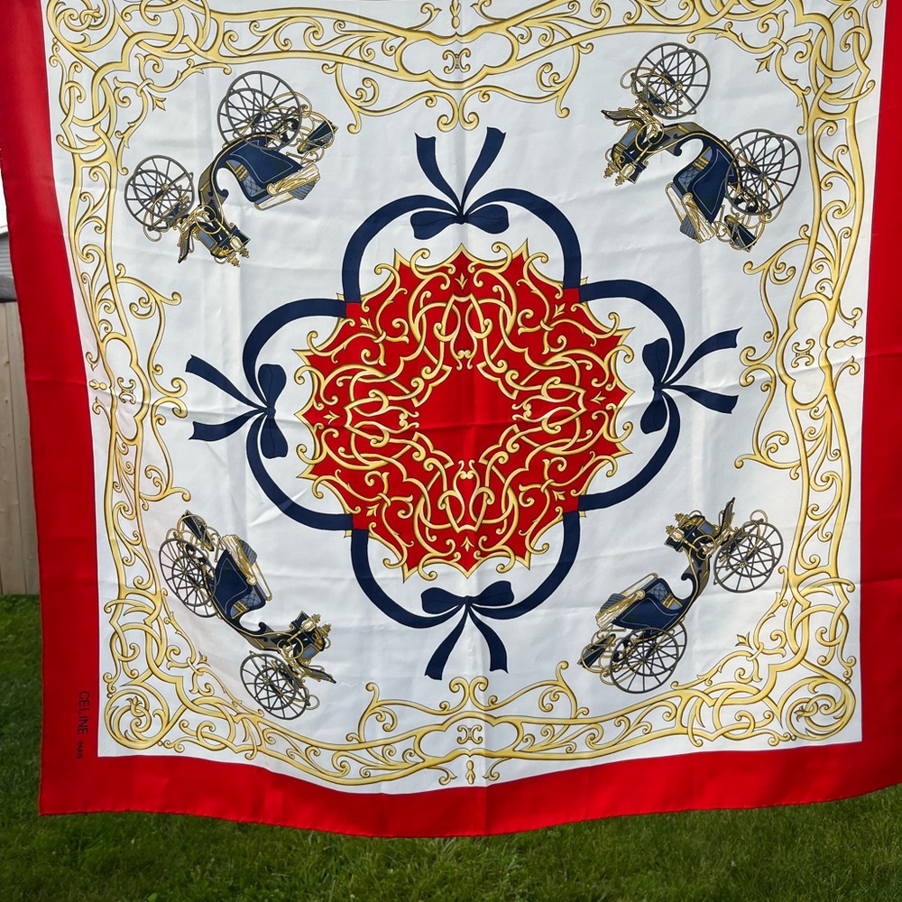 Celine Red and Gold Scarf
